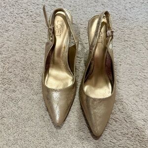 LOFT Women's Gold Slingback Heels